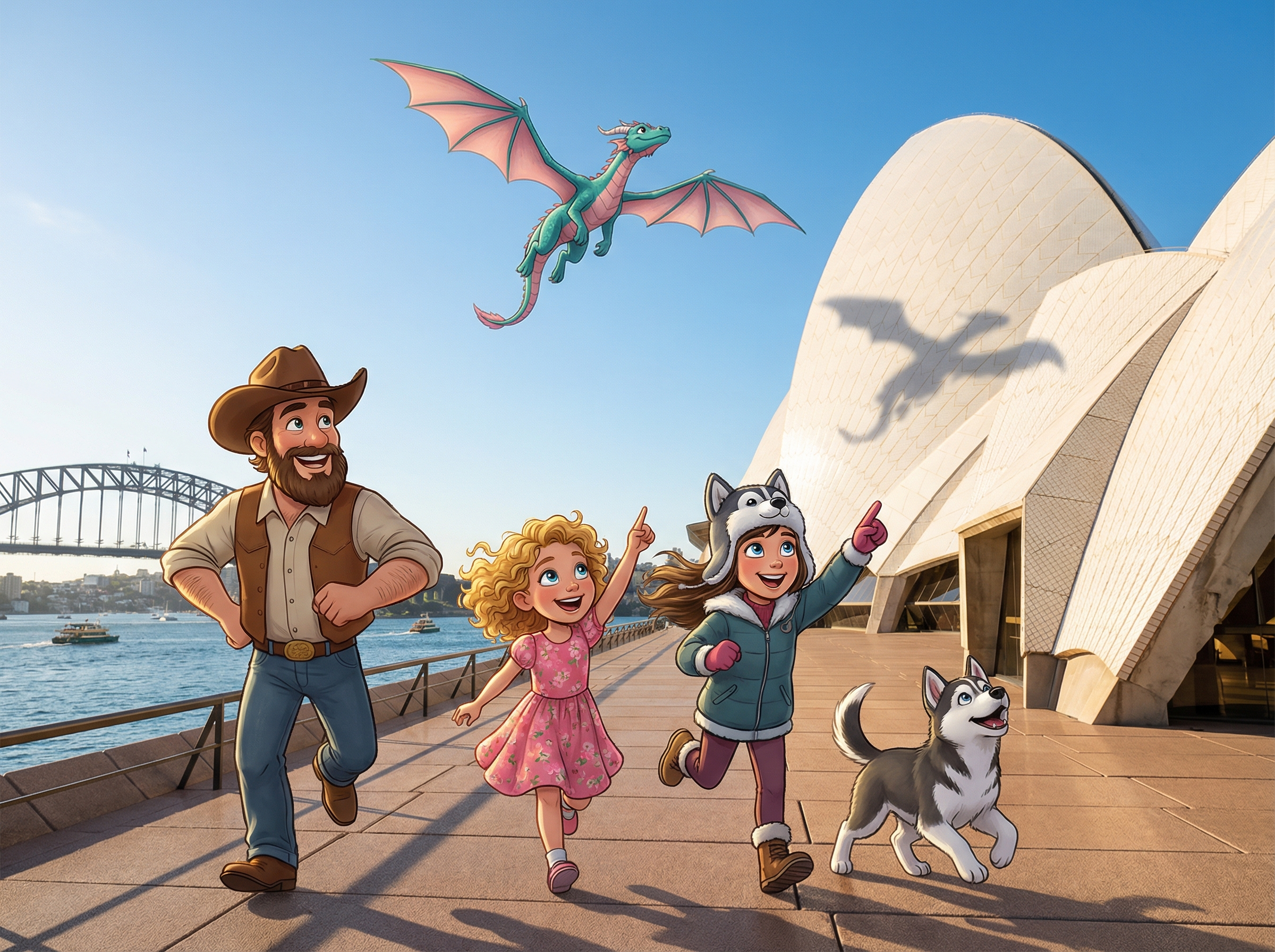 The founding family adventuring with their companions